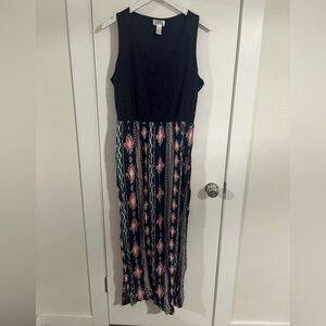 Just Be Navy and Colorful Pattern Maxi Dress